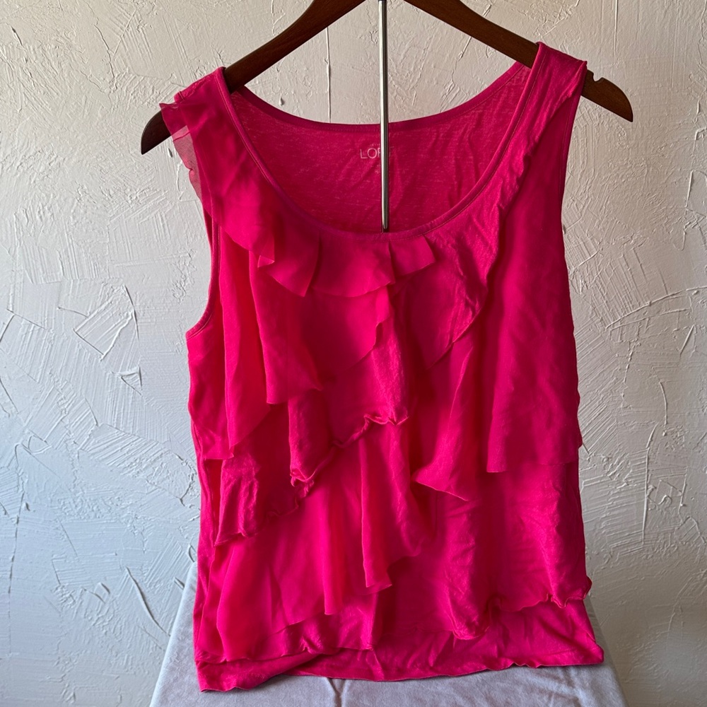 LOFT Vibrant Pink Layered Tank Top